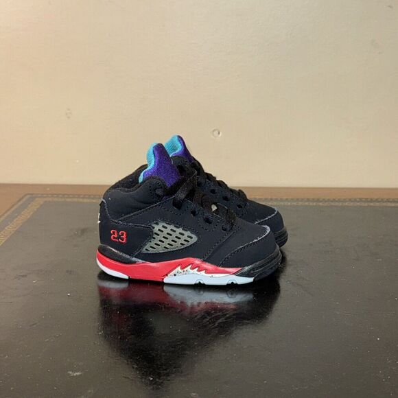 Air Jordan Other - Nike Air Jordan 5 Retro Top 3 Black Red Purple CZ2991-001 Toddler Td Size 4C